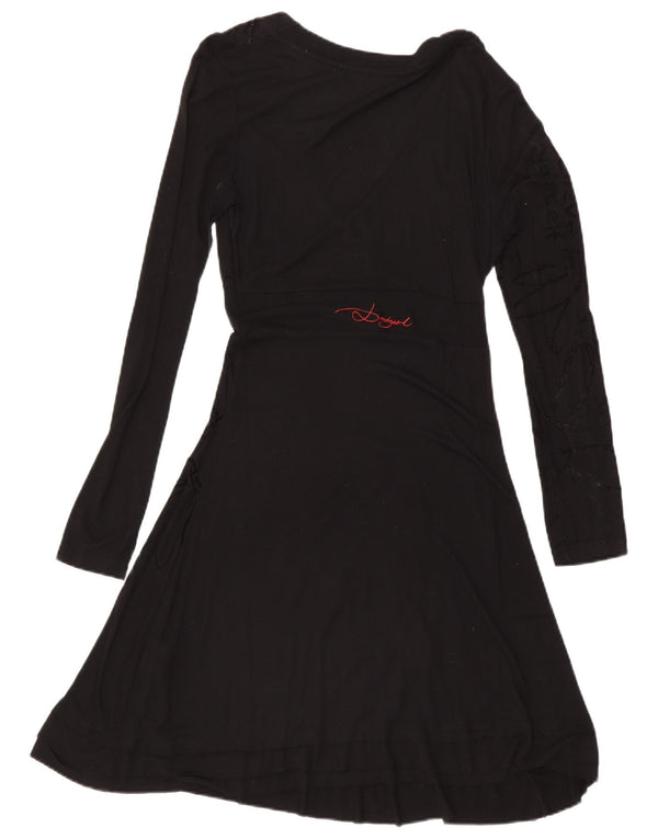Desigual Abito da donna a maniche lunghe con grafica grafica UK 14 Grande floreale nero