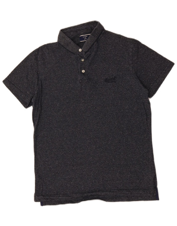 Polo da uomo SUPERDRY grande in cotone chiazzato grigio