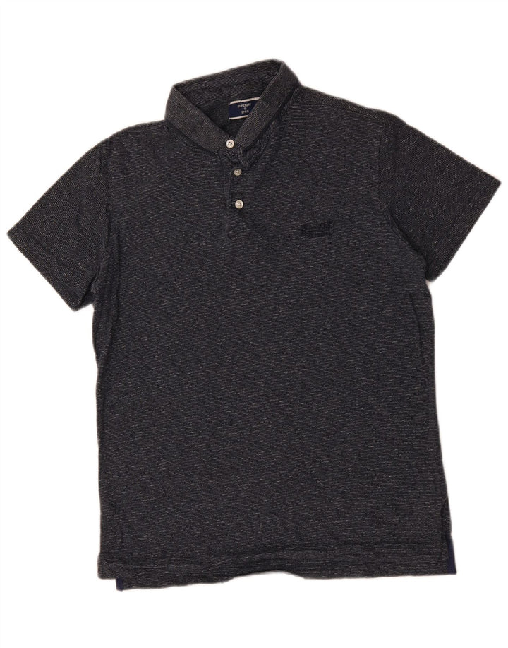 Polo da uomo SUPERDRY grande in cotone chiazzato grigio