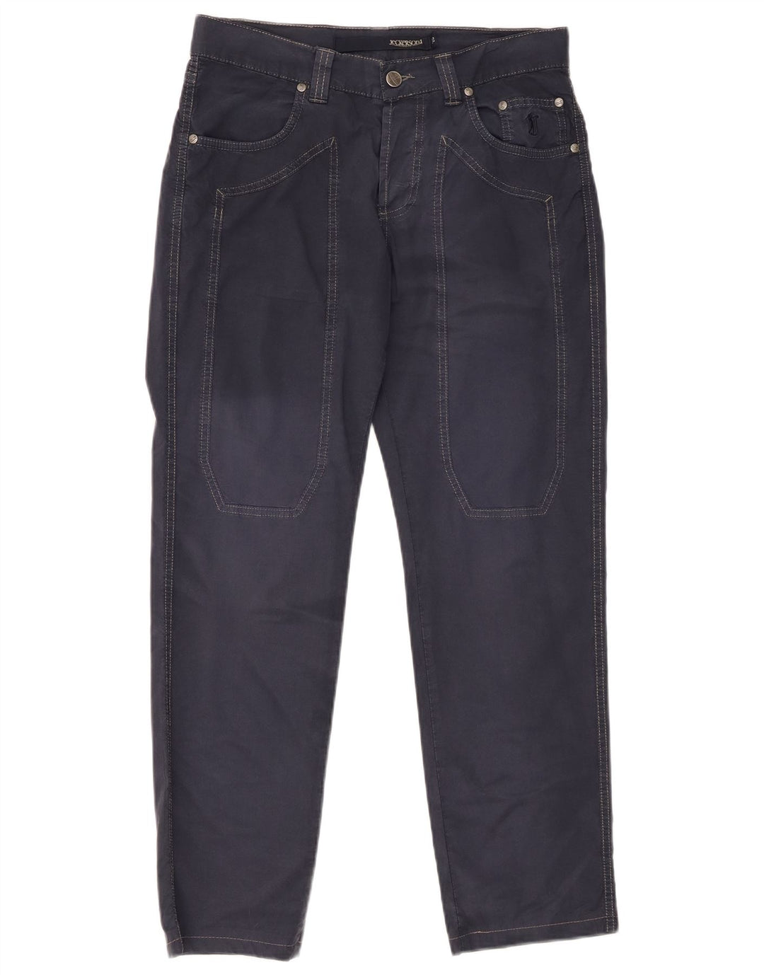 JECKERSON Pantaloni casual dritti da uomo W32 L28 cotone blu navy