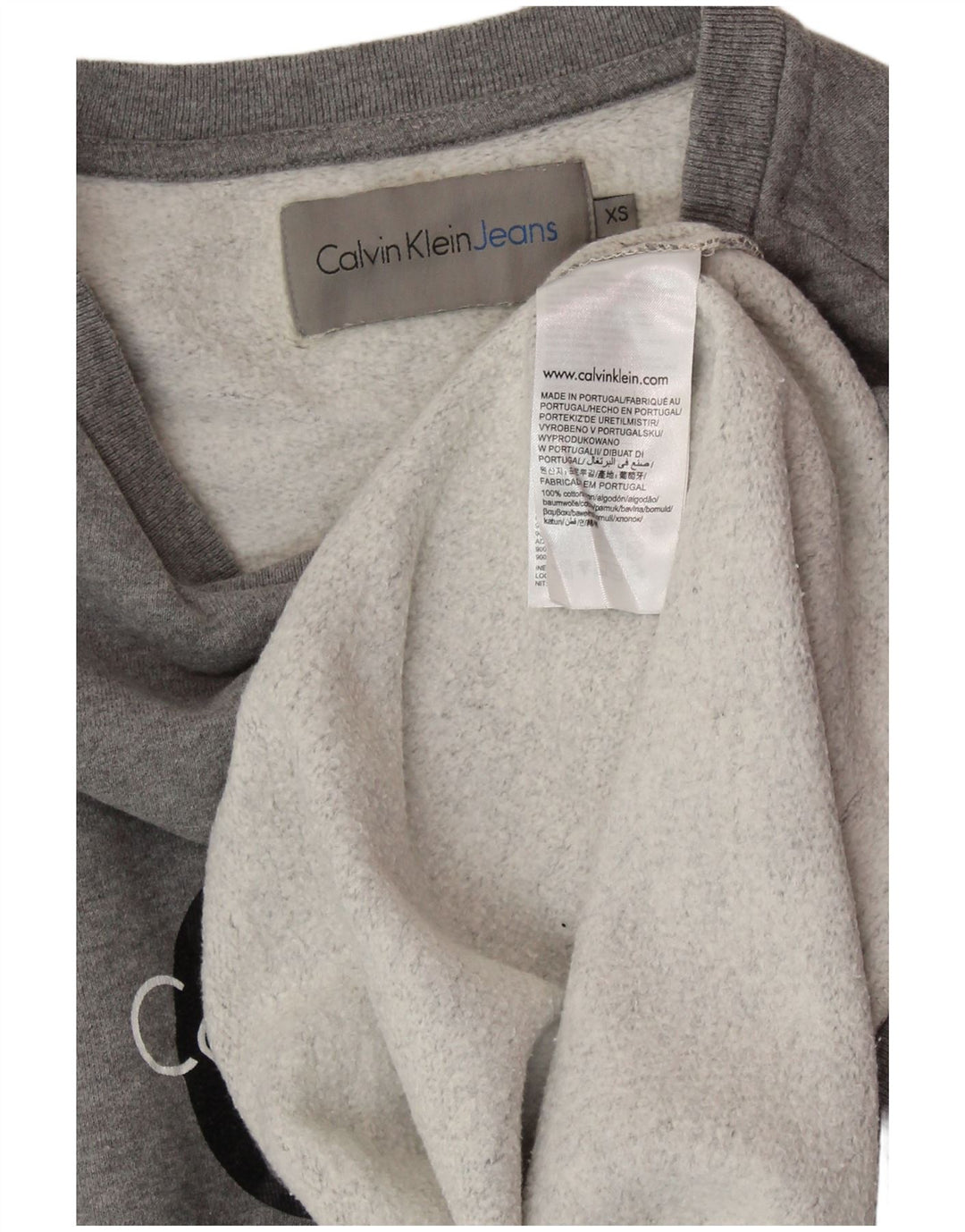CALVIN KLEIN JEANS Felpa oversize da donna Maglione UK 6 XS Grigio chiazzato