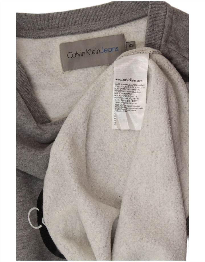 CALVIN KLEIN JEANS Felpa oversize da donna Maglione UK 6 XS Grigio chiazzato
