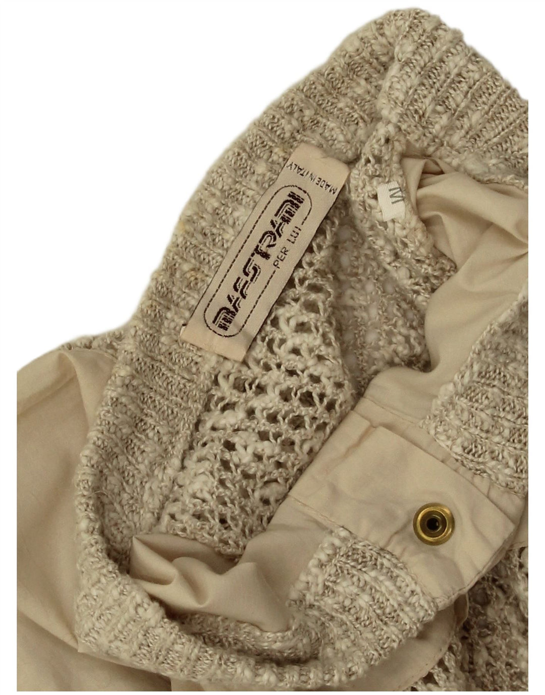 Maglione cardigan da uomo vintage in cotone beige medio