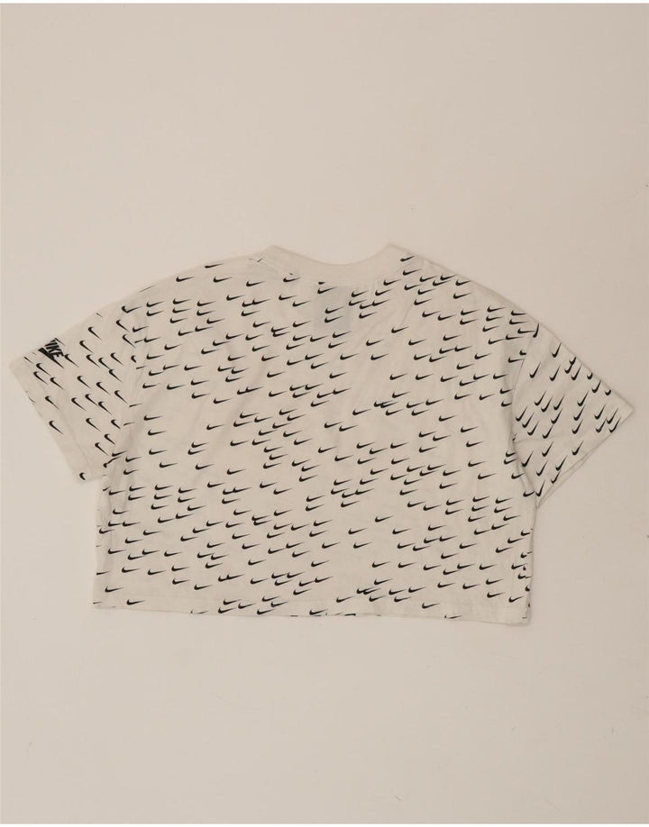 NIKE Womens Crop Graphic T-Shirt Top UK 14 Medium White Vintage Nike and Second-Hand Nike from Messina Hembry 