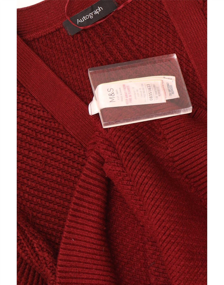 Maglione cardigan autografo da donna Marks & Spencer UK 12 Viscosa rossa media