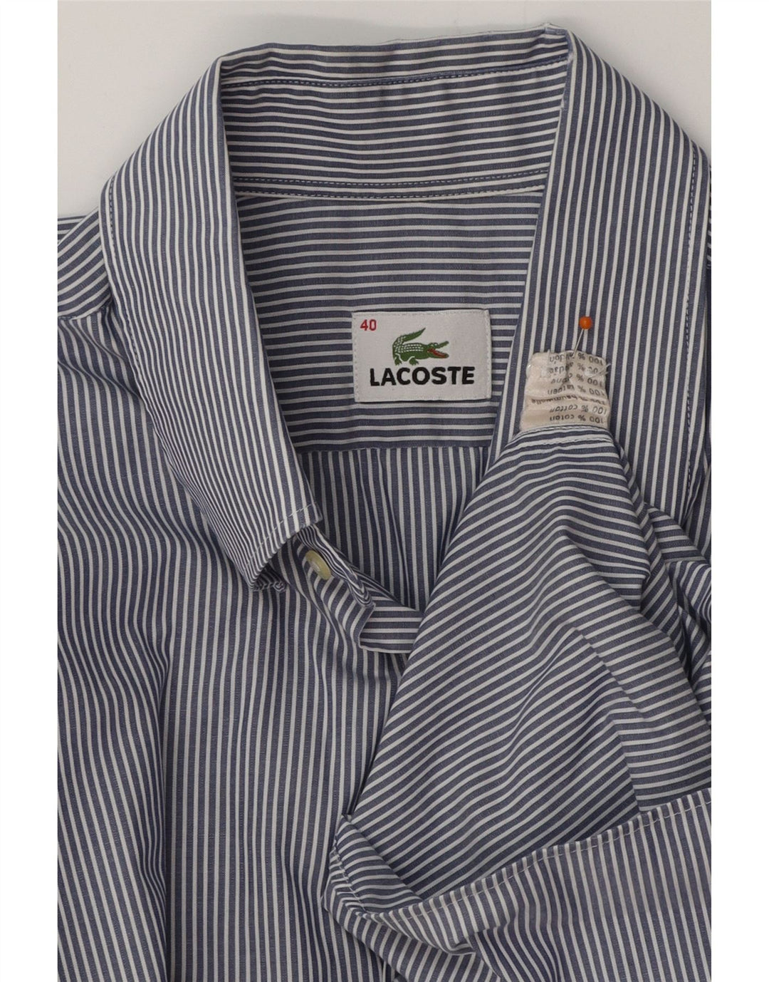 Camicia da uomo LACOSTE taglia 40 cotone gessato blu medio
