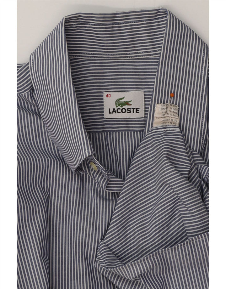 Camicia da uomo LACOSTE taglia 40 cotone gessato blu medio