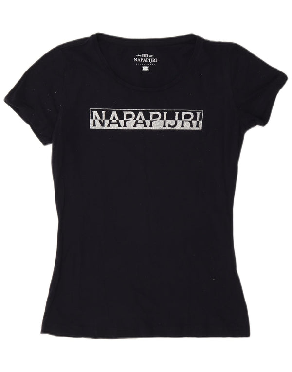 T-shirt grafica da donna Napapijri Top UK 10 Small Blu Navy