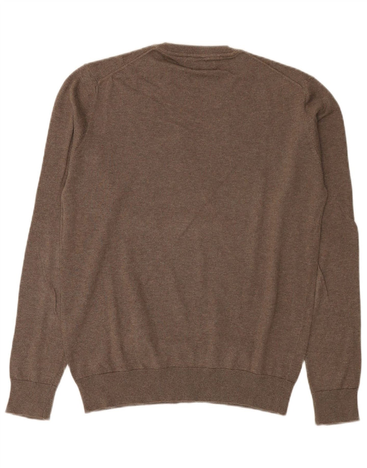 Maglione maglione girocollo da uomo Zara in cotone marrone medio