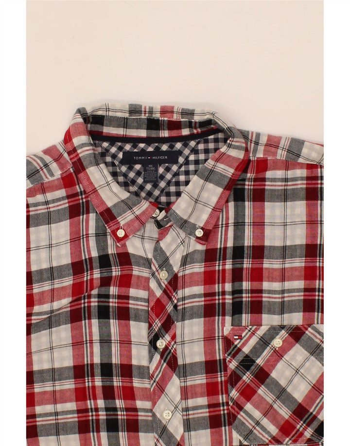 TOMMY HILFIGER Mens Flannel Shirt 2XL Red Check Cotton Vintage Tommy Hilfiger and Second-Hand Tommy Hilfiger from Messina Hembry 