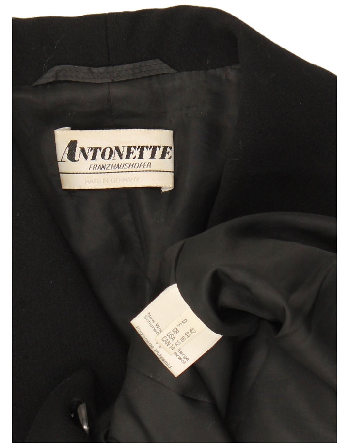 ANTONETTE Womens 4 Button Blazer Jacket UK 16 Large Black Wool