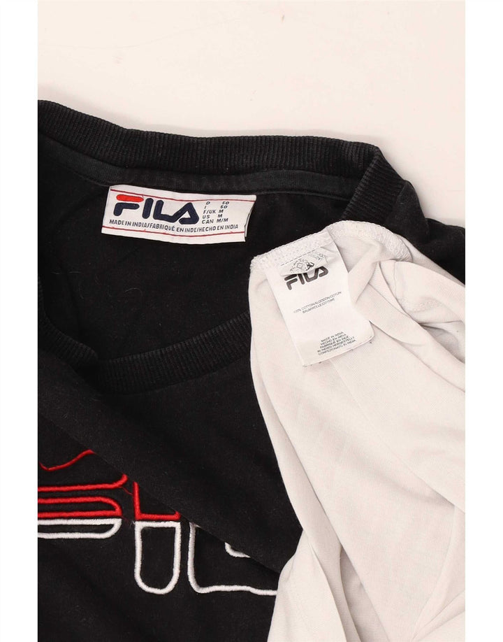 T-shirt grafica da uomo Fila Top in cotone color block medio nero
