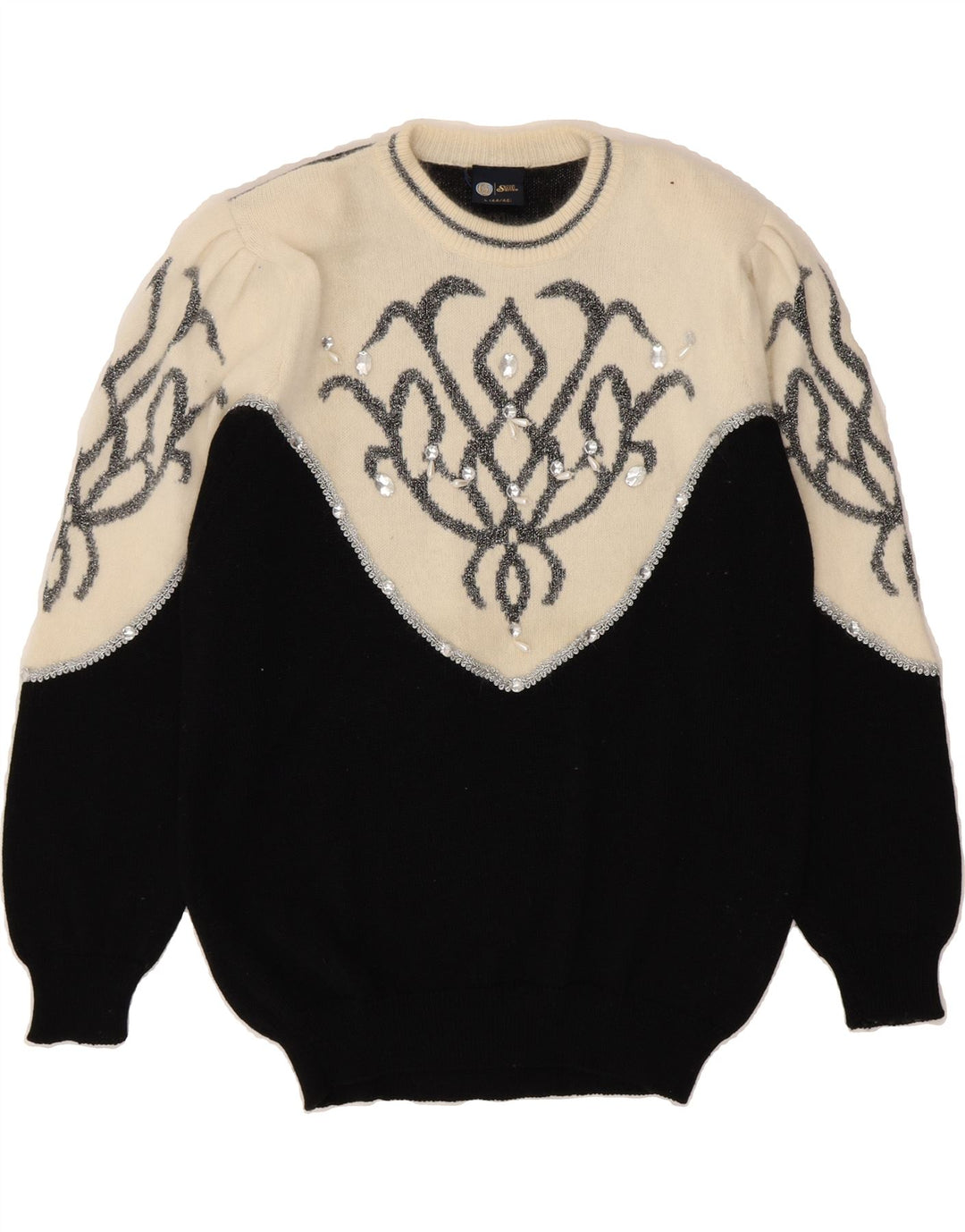 YOUR SIXTH SENSE Womens Crew Neck Jumper Sweater IT 44/46 Large Black Vintage Your Sixth Sense and Second-Hand Your Sixth Sense from Messina Hembry 