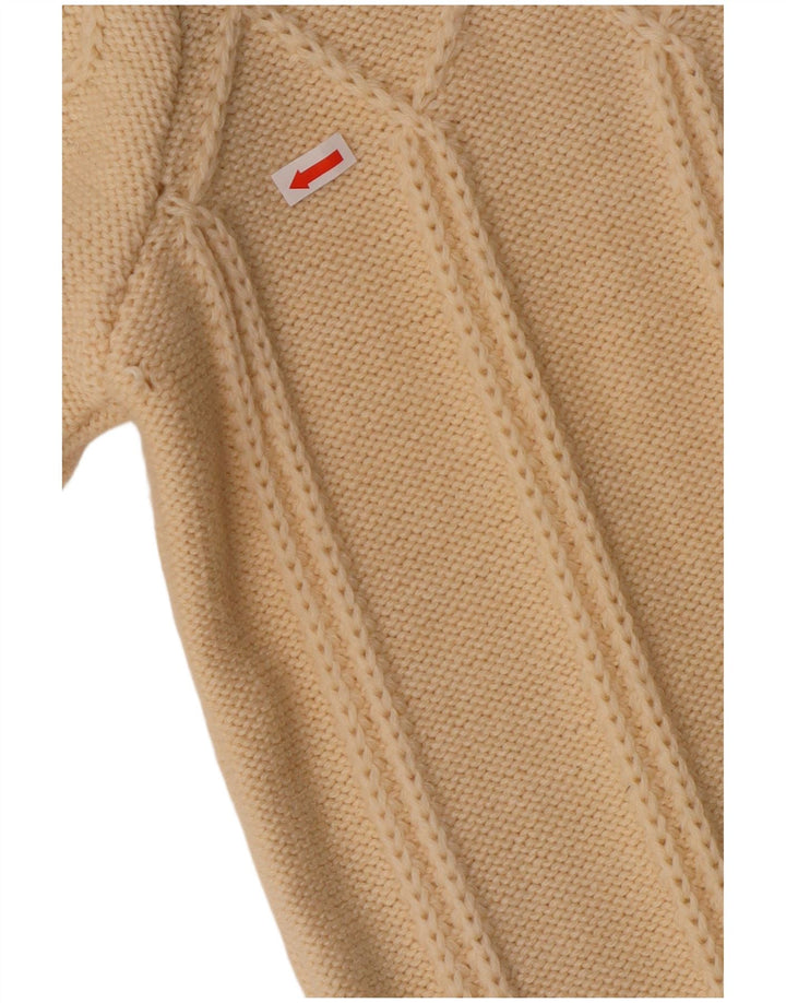 Maglione cardigan da donna vintage UK 12 lana bianco sporco medio