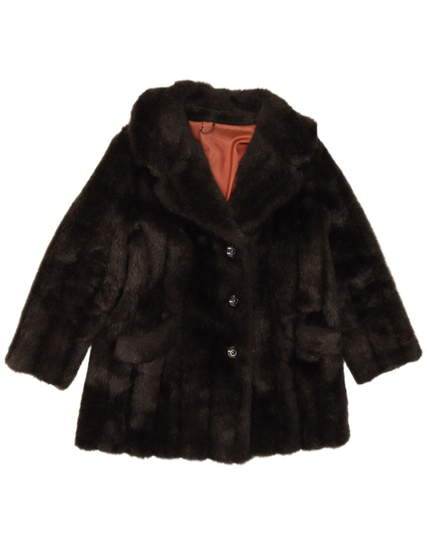 CZARINA Cappotto da donna in pelliccia sintetica UK 12 Medio Nero Modacrile