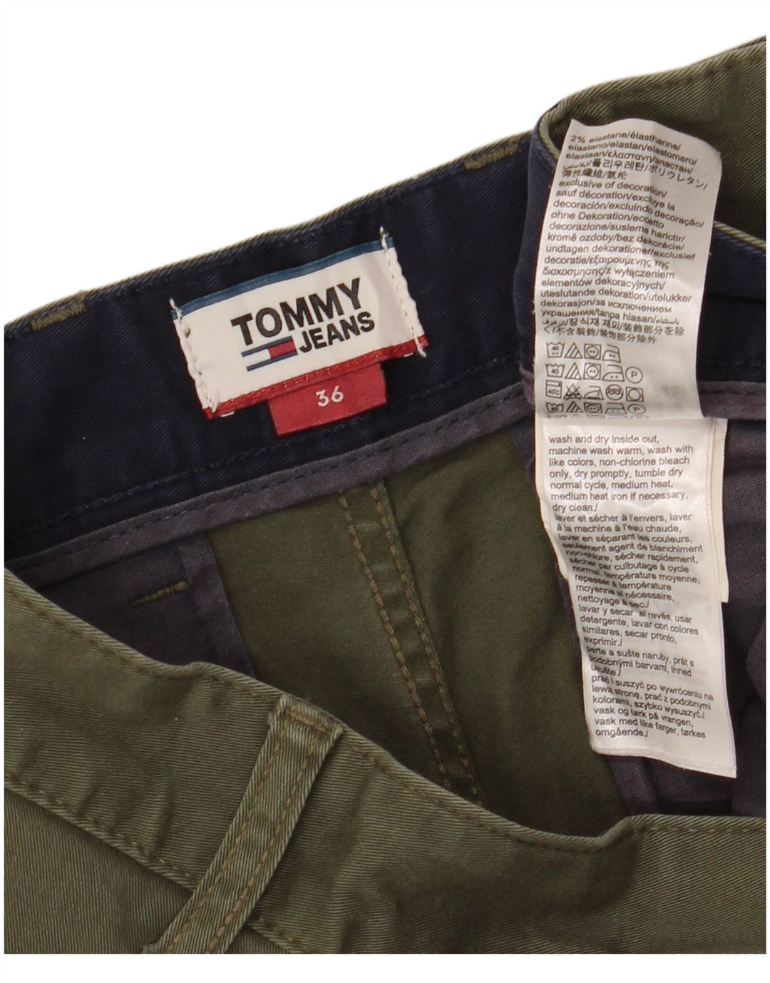 Pantaloncini chino da uomo Tommy Hilfiger W36 grandi cotone kaki