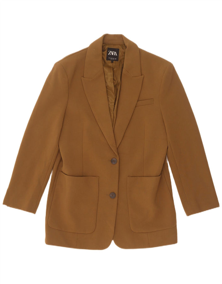 Giacca blazer oversize a 2 bottoni da donna Zara UK 10 piccola in poliestere marrone