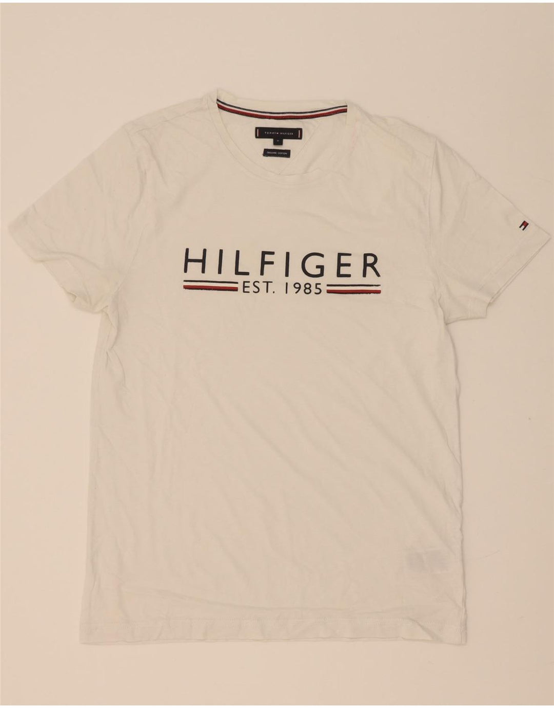 T-shirt grafica da uomo Tommy Hilfiger Top in cotone bianco medio