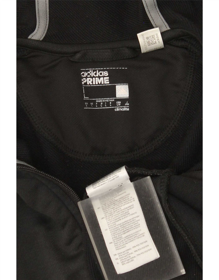 Maglione con cappuccio e zip grafica Adidas Climalite da uomo grande in poliestere nero