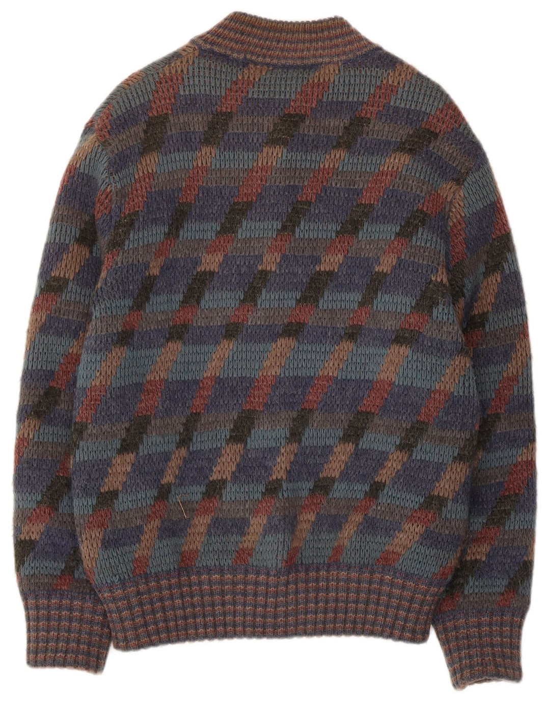 Maglione cardigan da uomo vintage a righe multicolori medie