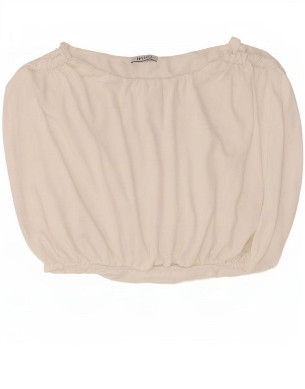 Top corto senza maniche da donna Zara UK 12 poliestere bianco medio