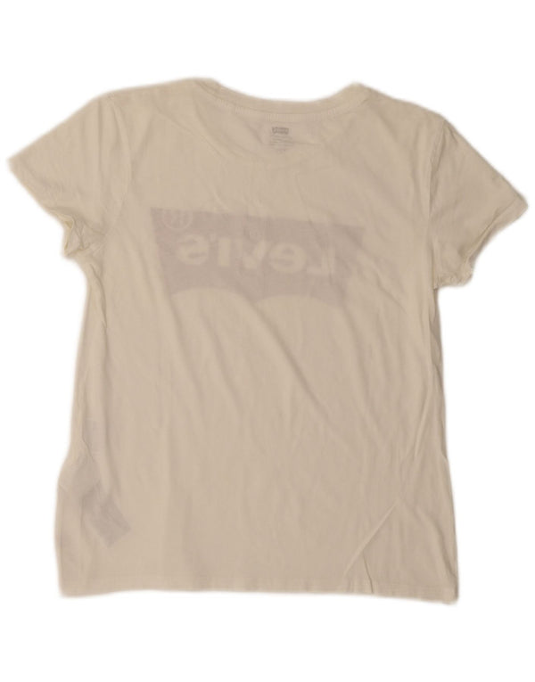 T-shirt grafica da donna Levi's Top UK 8 Small in cotone bianco