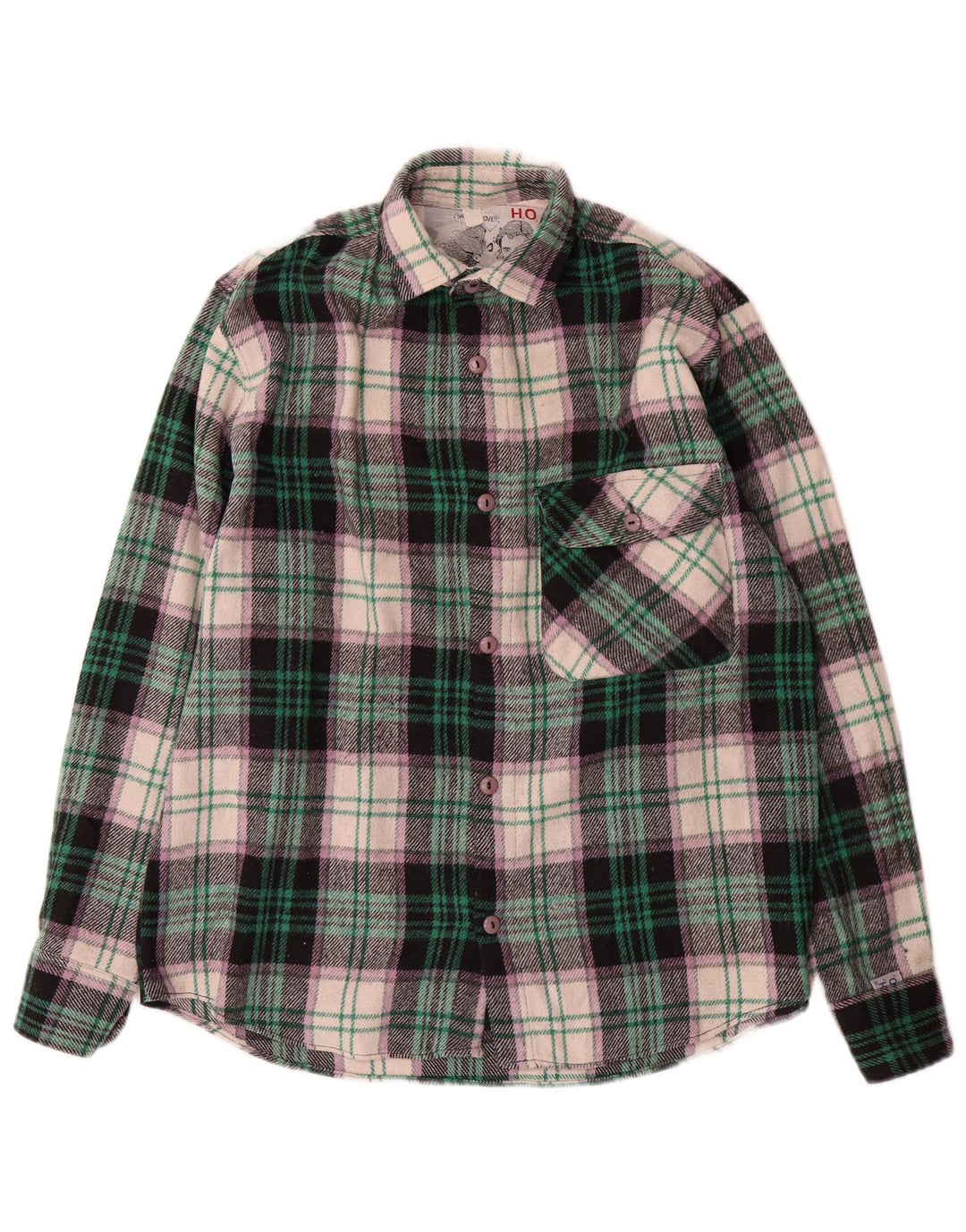 Camicia vintage da uomo in flanella di lana a quadri multicolore media