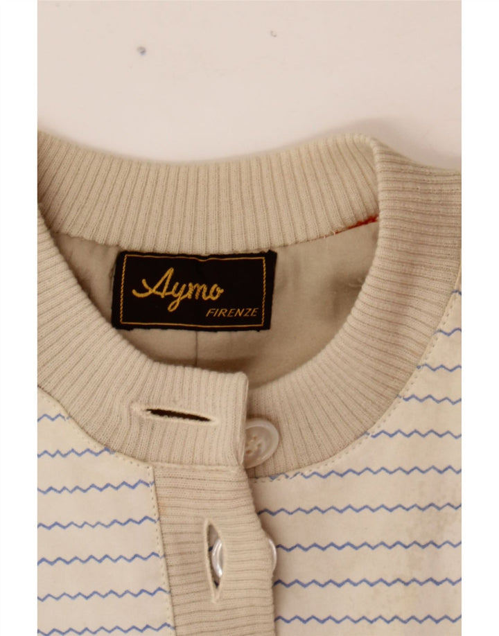 VINTAGE Womens Jumper Dress UK 12 Medium Beige Striped Vintage Vintage and Second-Hand Vintage from Messina Hembry 