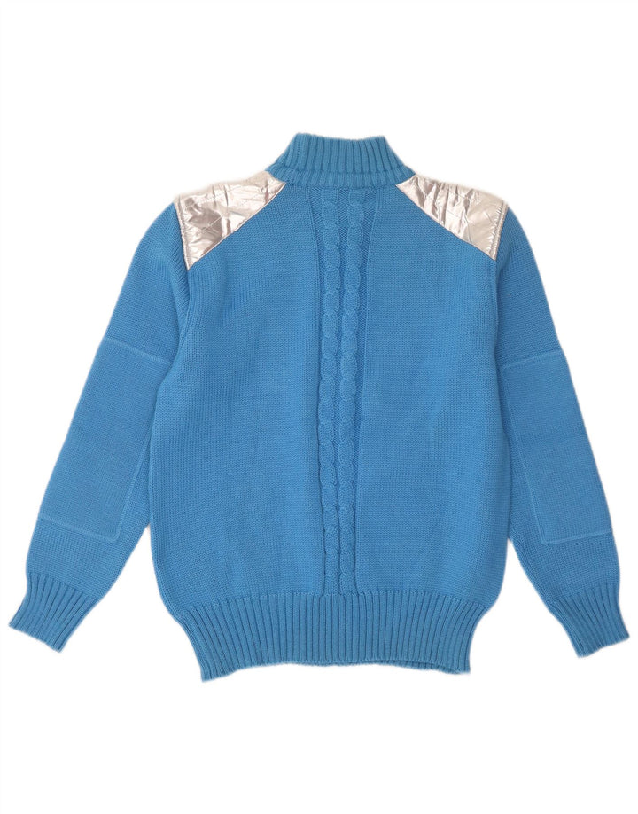 Maglione vintage da donna con collo alto e collo alto IT 44 Colorblock blu medio