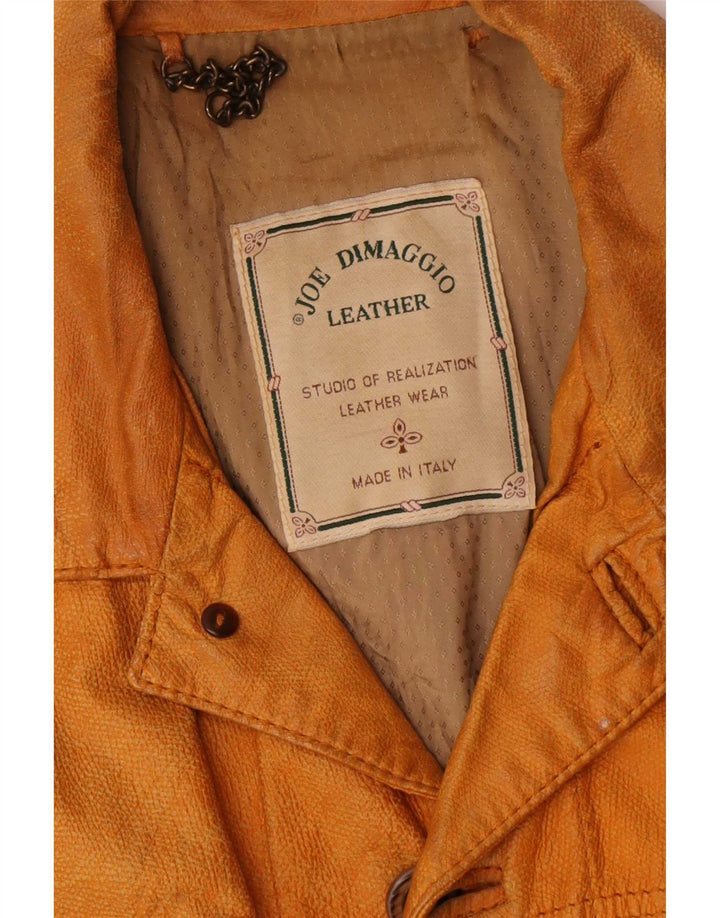 Giacca in pelle vintage da uomo IT 52 XL gialla