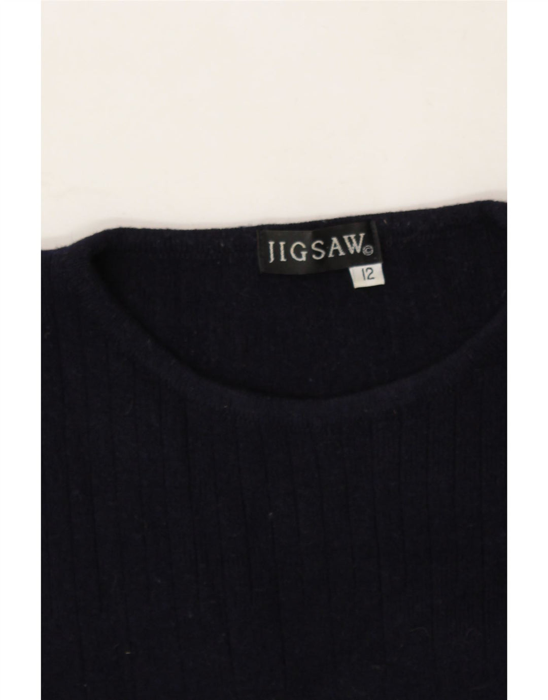 JIGSAW Womens Crew Neck Jumper Sweater UK 12 Medium Navy Blue Vintage Jigsaw and Second-Hand Jigsaw from Messina Hembry 