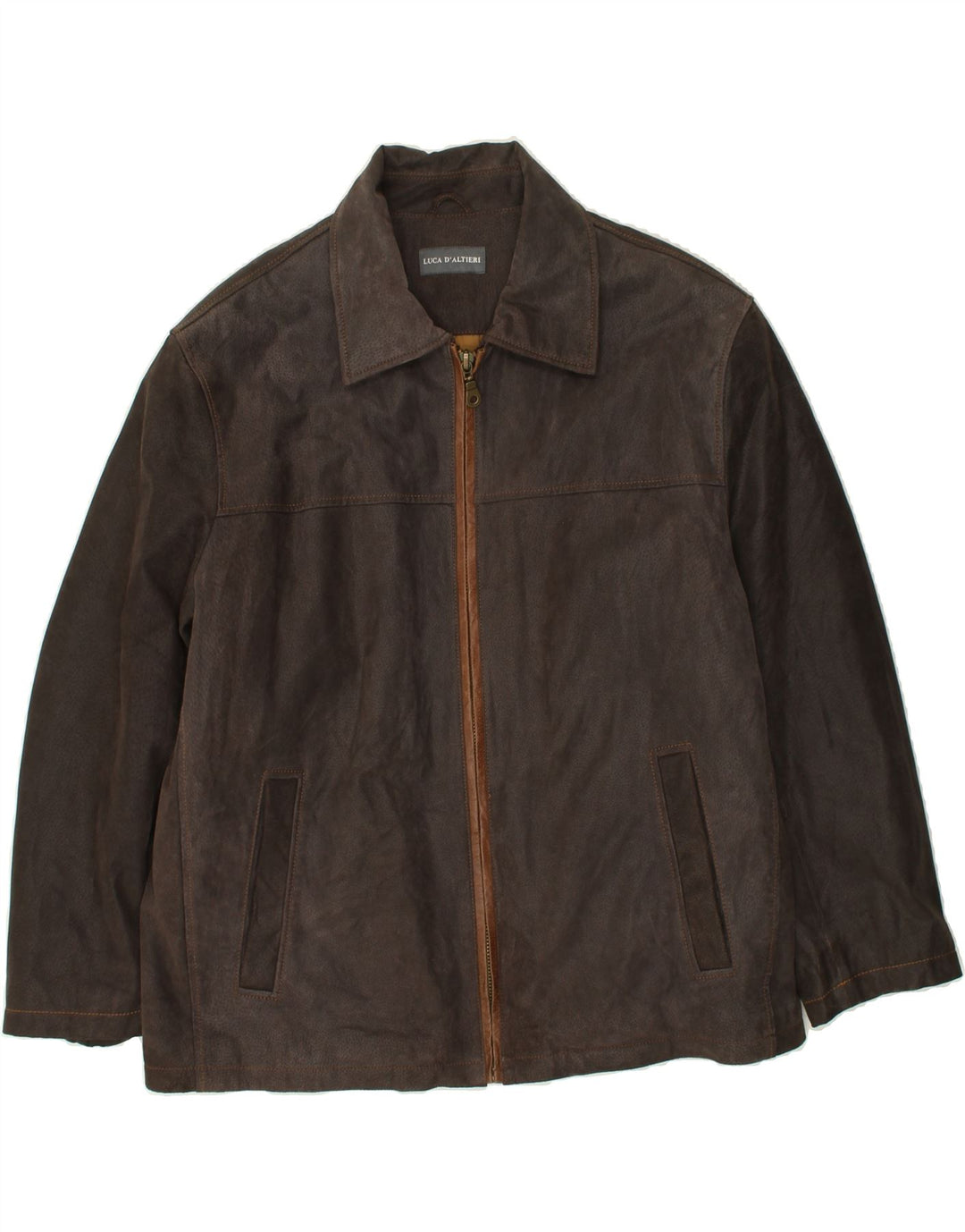 LUCA D'ALTIERI Giacca in pelle da uomo UK 56 3XL Pelle marrone