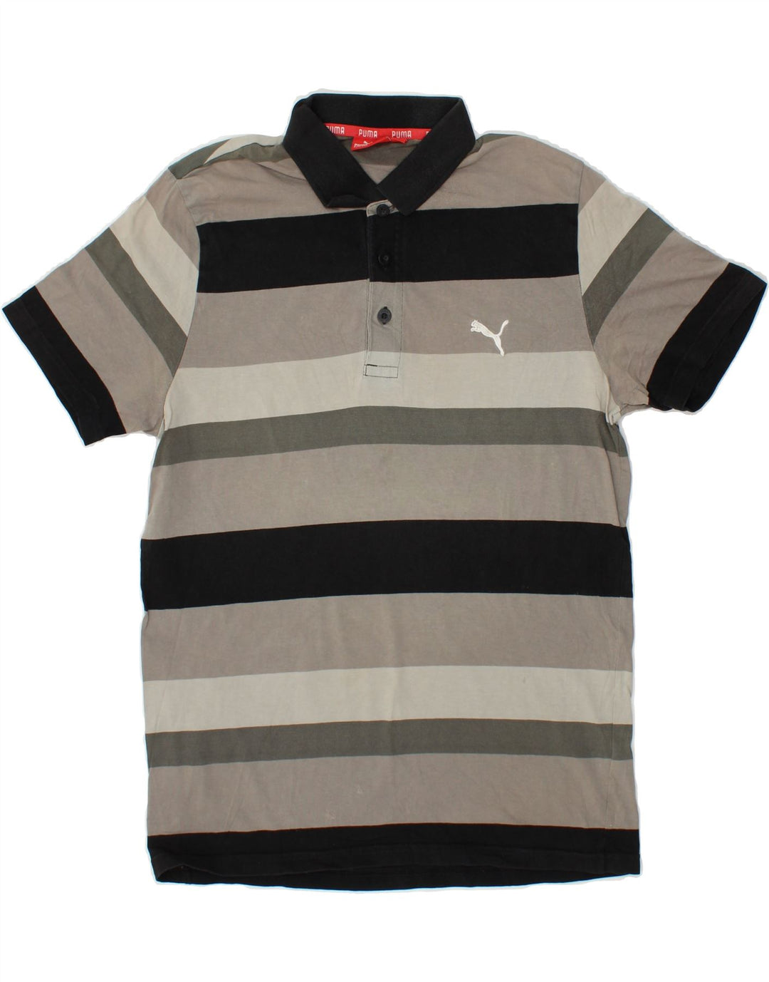 Polo PUMA da uomo a righe grigio medio