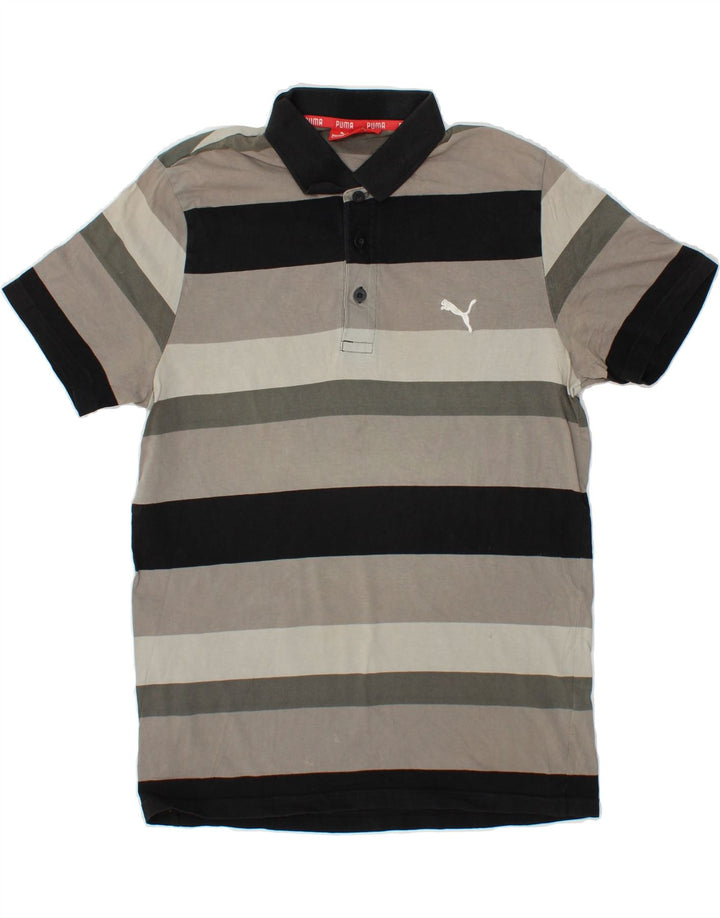Polo PUMA da uomo a righe grigio medio