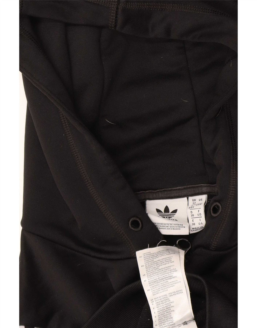 Maglione con cappuccio e zip grafica da donna Adidas UK 12 poliestere nero medio