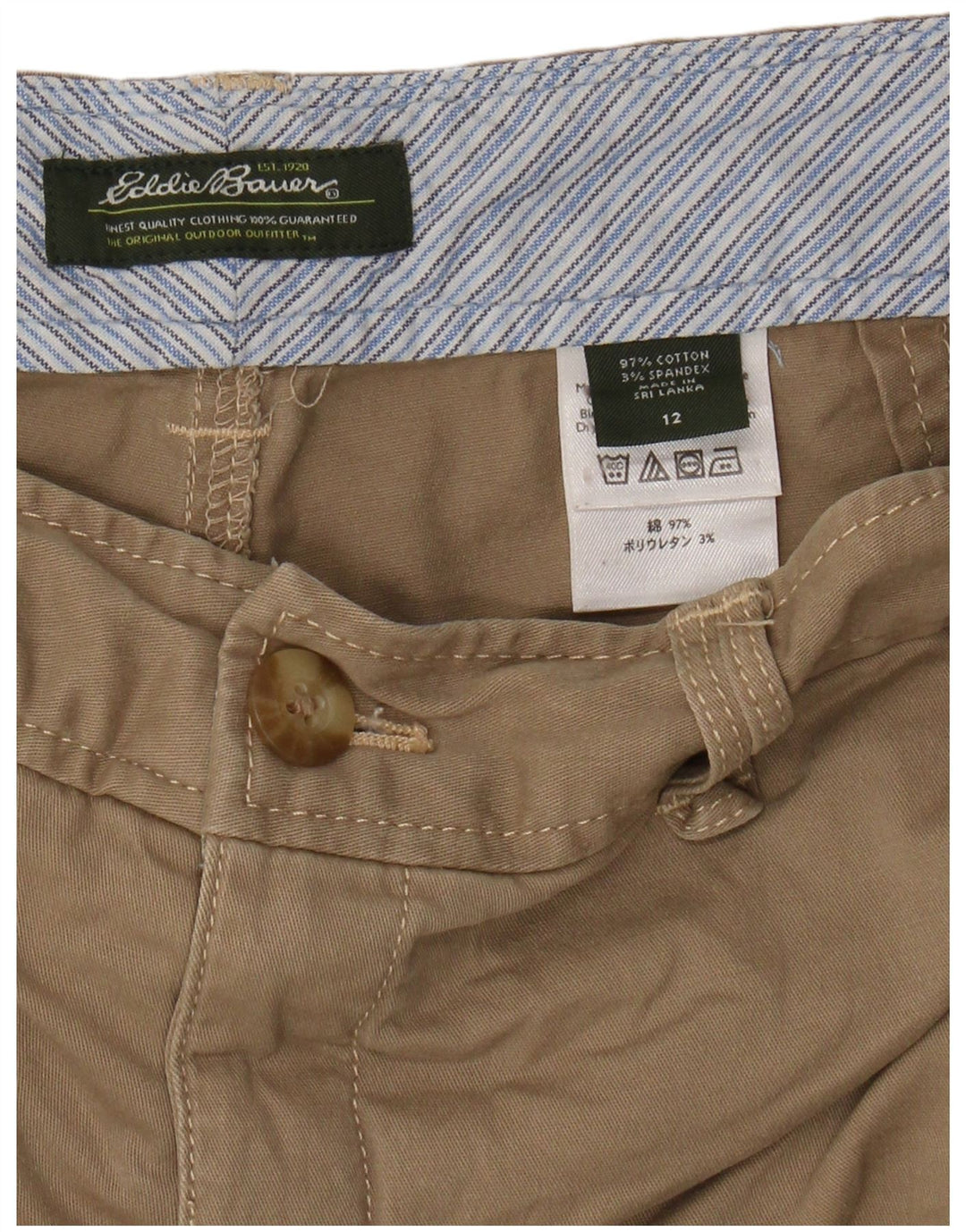 EDDIE BAUER Bermuda da uomo US 12 Large W34 Cotone Beige