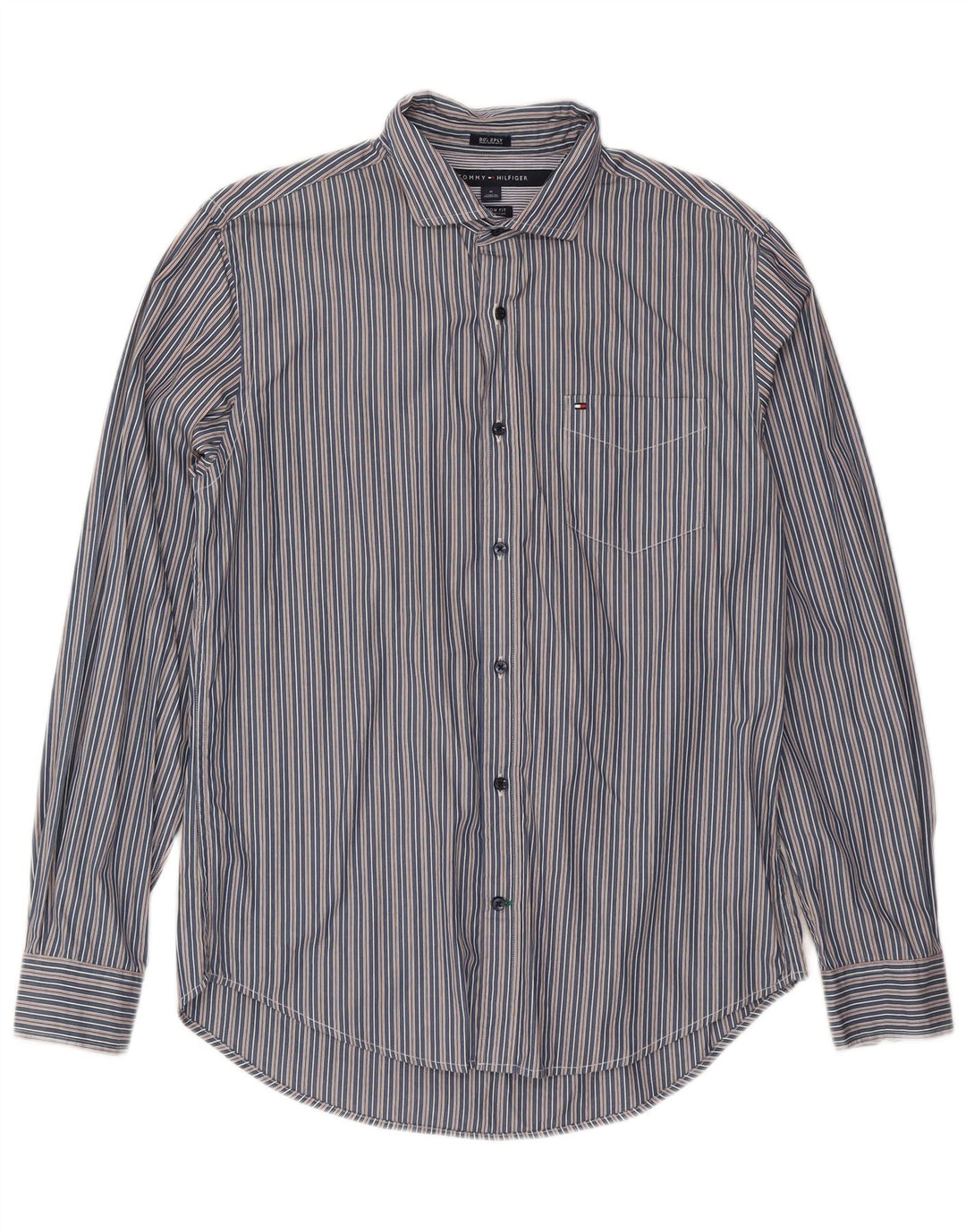 Camicia da uomo su misura Tommy Hilfiger Cotone a righe blu navy medio