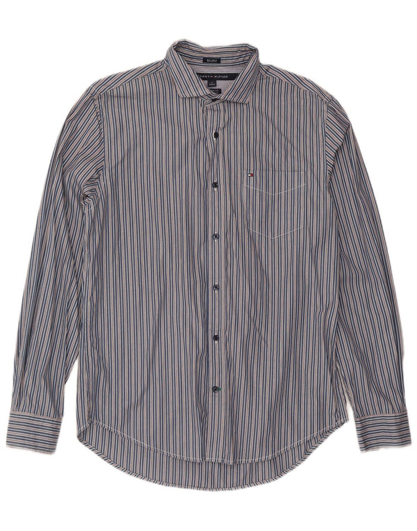 Camicia da uomo su misura Tommy Hilfiger Cotone a righe blu navy medio