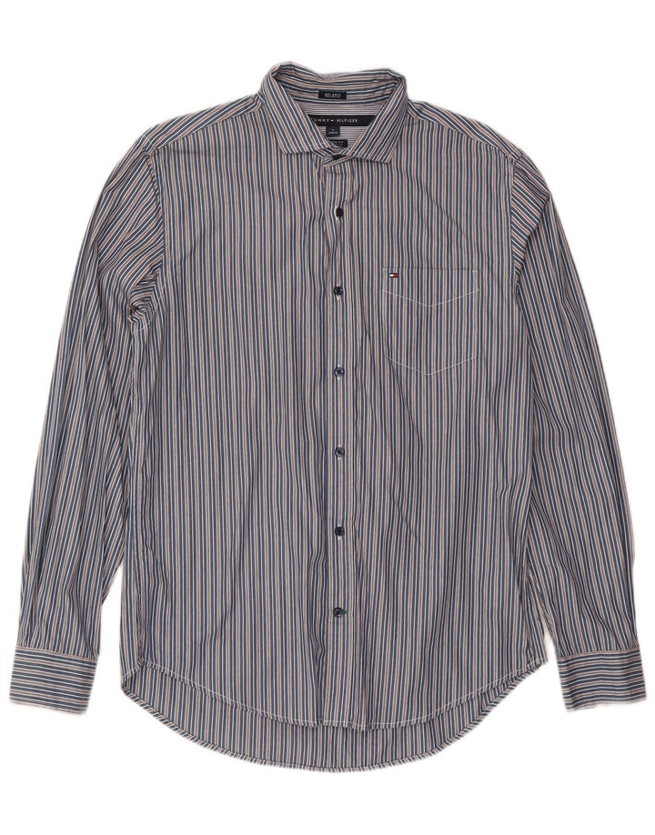 Camicia da uomo su misura Tommy Hilfiger Cotone a righe blu navy medio