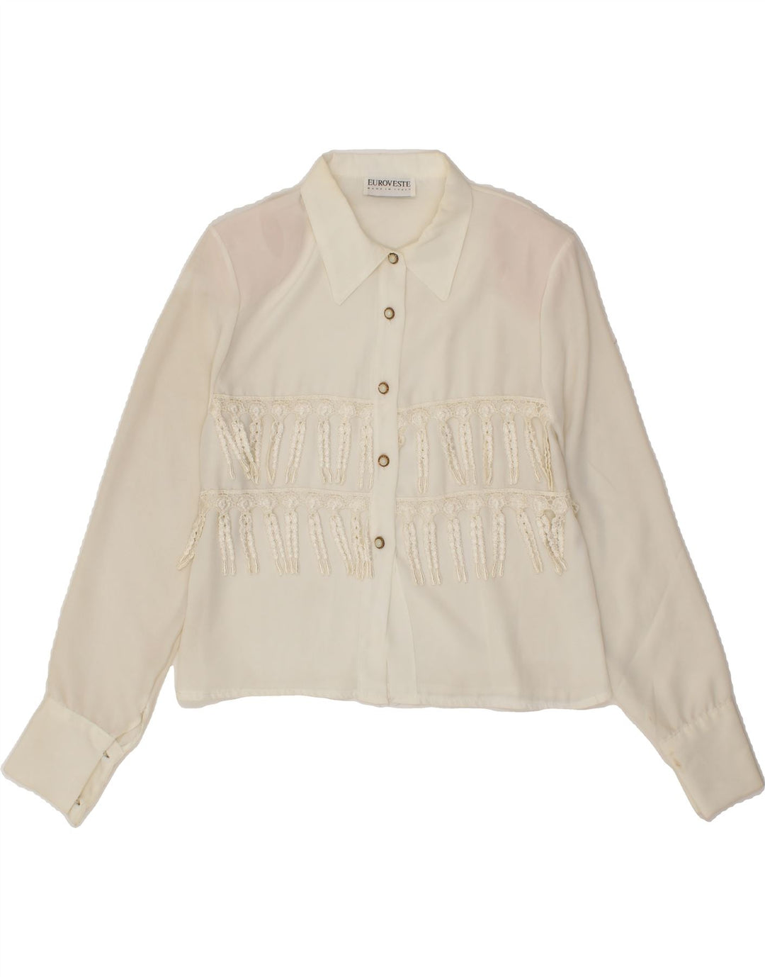 VINTAGE Womens Shirt Blouse UK 16 Large Off White Vintage Vintage and Second-Hand Vintage from Messina Hembry 