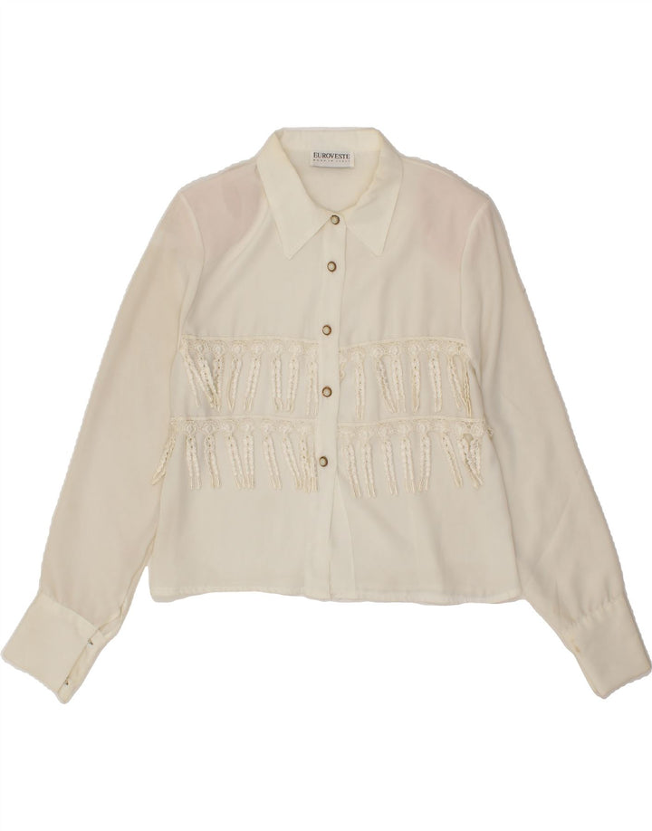 VINTAGE Womens Shirt Blouse UK 16 Large Off White Vintage Vintage and Second-Hand Vintage from Messina Hembry 