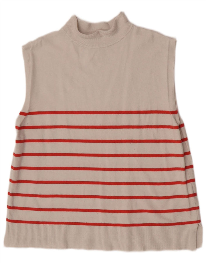 Canotta da donna Marks & Spencer UK 14 Viscosa a righe beige medio