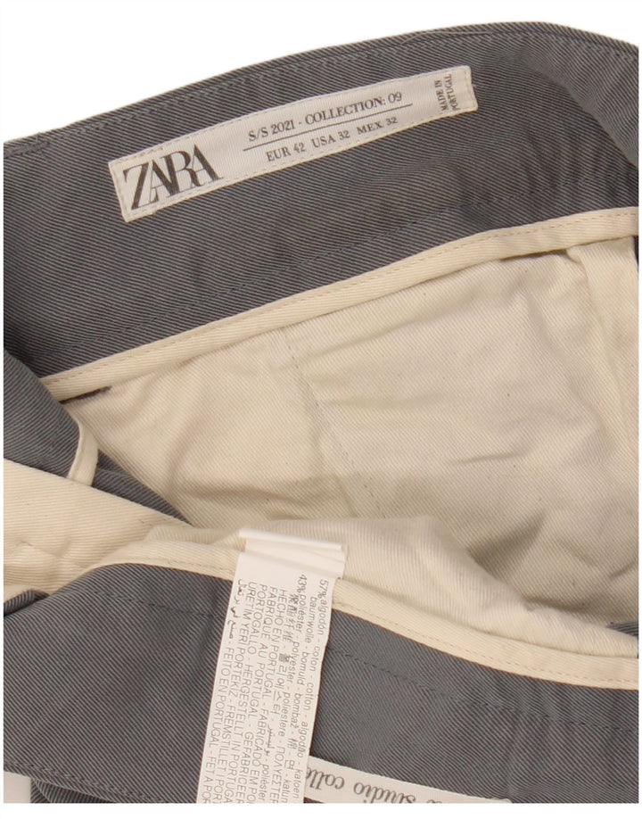 Pantaloni da completo da uomo Zara Bootcut EU 42 Large W32 L33 Cotone grigio