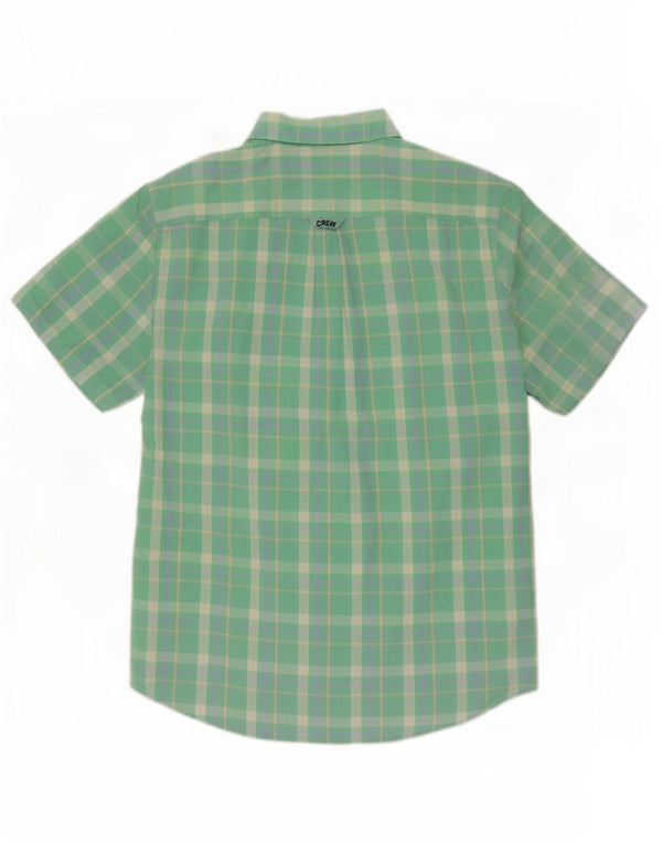 Crew Clothing Camicia da uomo slim fit a maniche corte, cotone a quadri verdi grandi