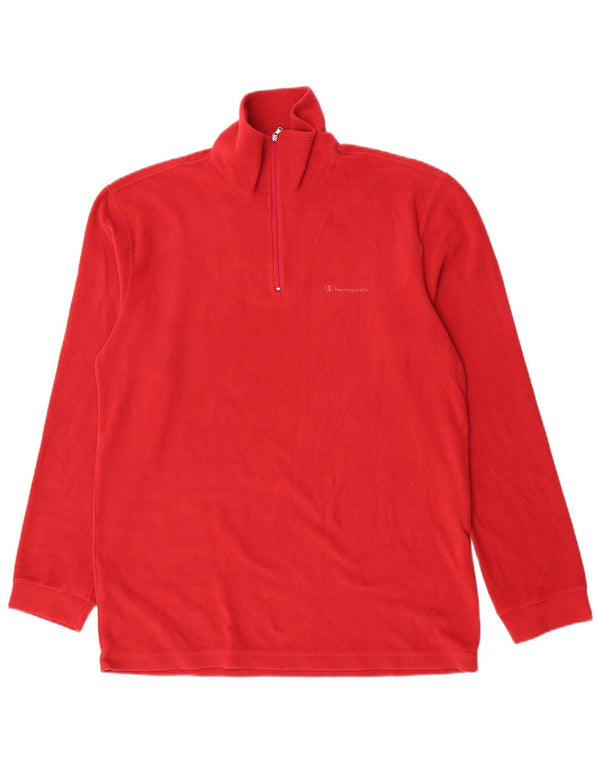 Maglione in pile da uomo con zip e collo Champion XL rosso poliestere