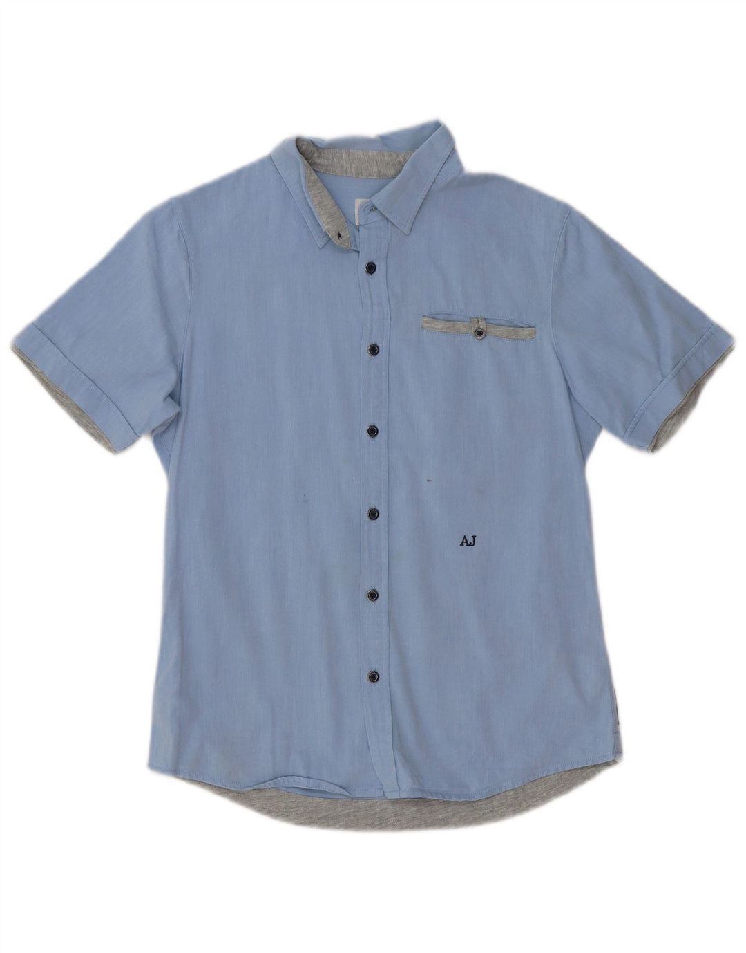 Camicia Armani Junior Bambino Manica Corta 12-13 Anni Cotone Blu