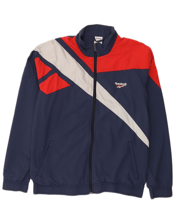 Giacca da ginnastica da uomo Reebok grande in nylon color block blu navy