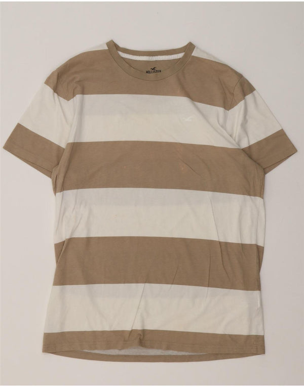 T-shirt da uomo Hollister Top in cotone a righe marrone medio
