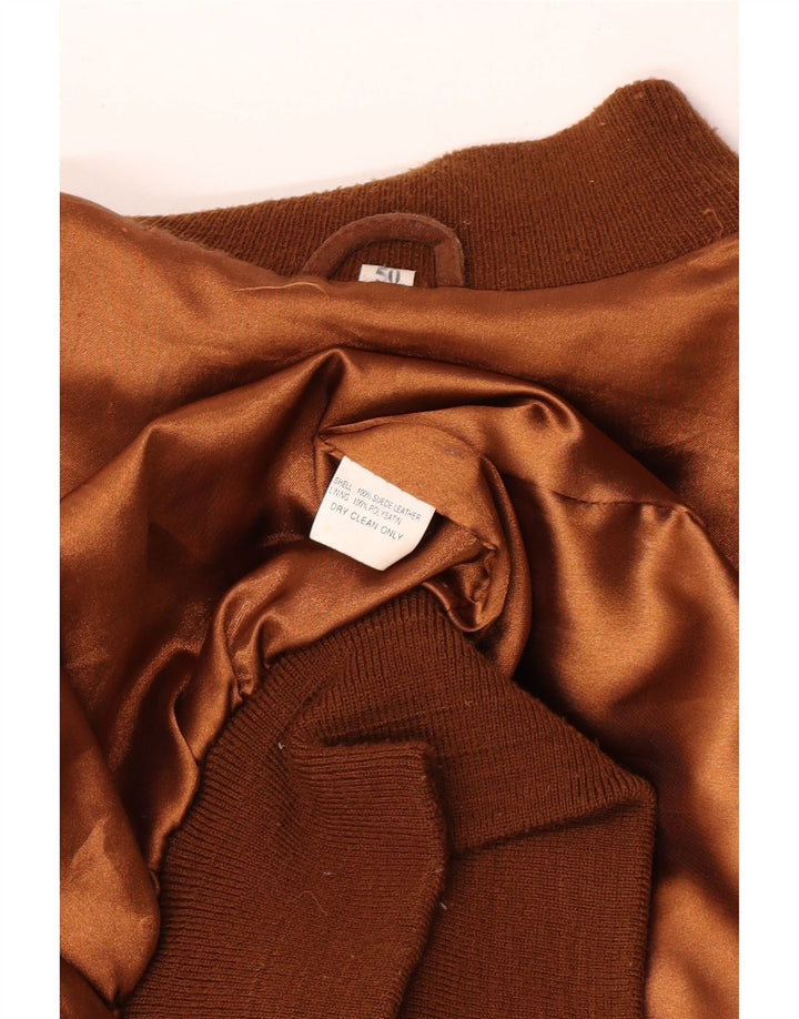 Giubbotto bomber in pelle scamosciata vintage da uomo IT 50 grande in pelle scamosciata marrone
