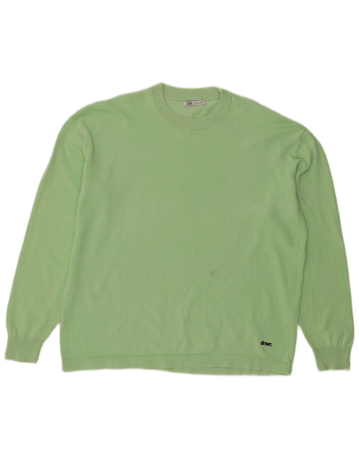 Maglione maglione girocollo da uomo Zara grande in cotone verde